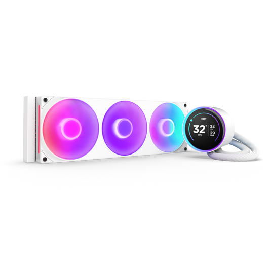 NZXT KRAKEN ELITE 360 RGB V2 - 360MM AIO LIQUIDCOOLER W/ DISPLAY AND RGB CORE FAN - SINGLE FRAME (WHITE)-RL-KR36E-W2