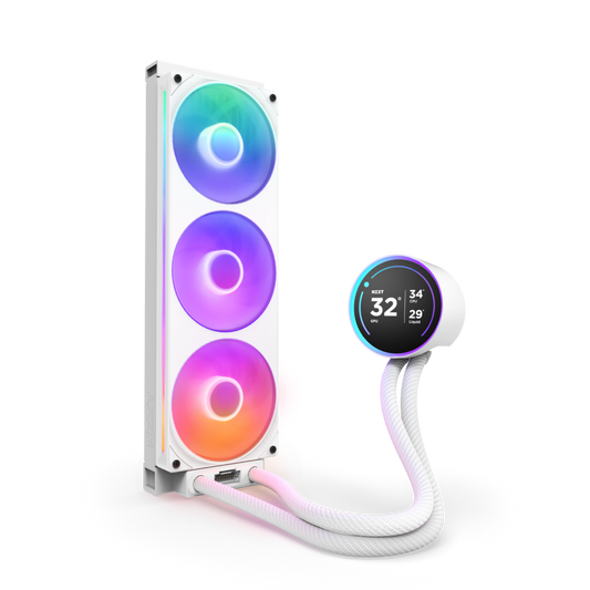 NZXT KRAKEN ELITE 360 RGB V2 - 360MM AIO LIQUIDCOOLER W/ DISPLAY AND RGB CORE FAN - SINGLE FRAME (WHITE)-RL-KR36E-W2