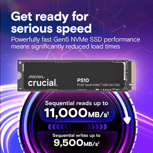 CRUCIAL P510 2TB PCIE GEN5 NVME 2280 M.2 SSD CT2000P510SSD8