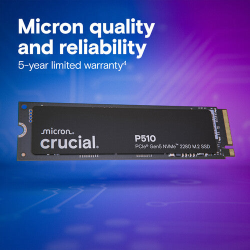 CRUCIAL P510 2TB PCIE GEN5 NVME 2280 M.2 SSD CT2000P510SSD8