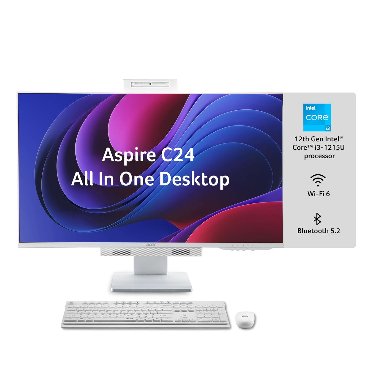 ACER ASPIRE C24B UD.36KSI.006, I3-N305, 8GB DDR4 RAM, 512GB SSD, WINDOWS 11, MS OFFICE 2024, 23.8 Inch FHD IPS WHITE, 1 YEAR WARRANTY