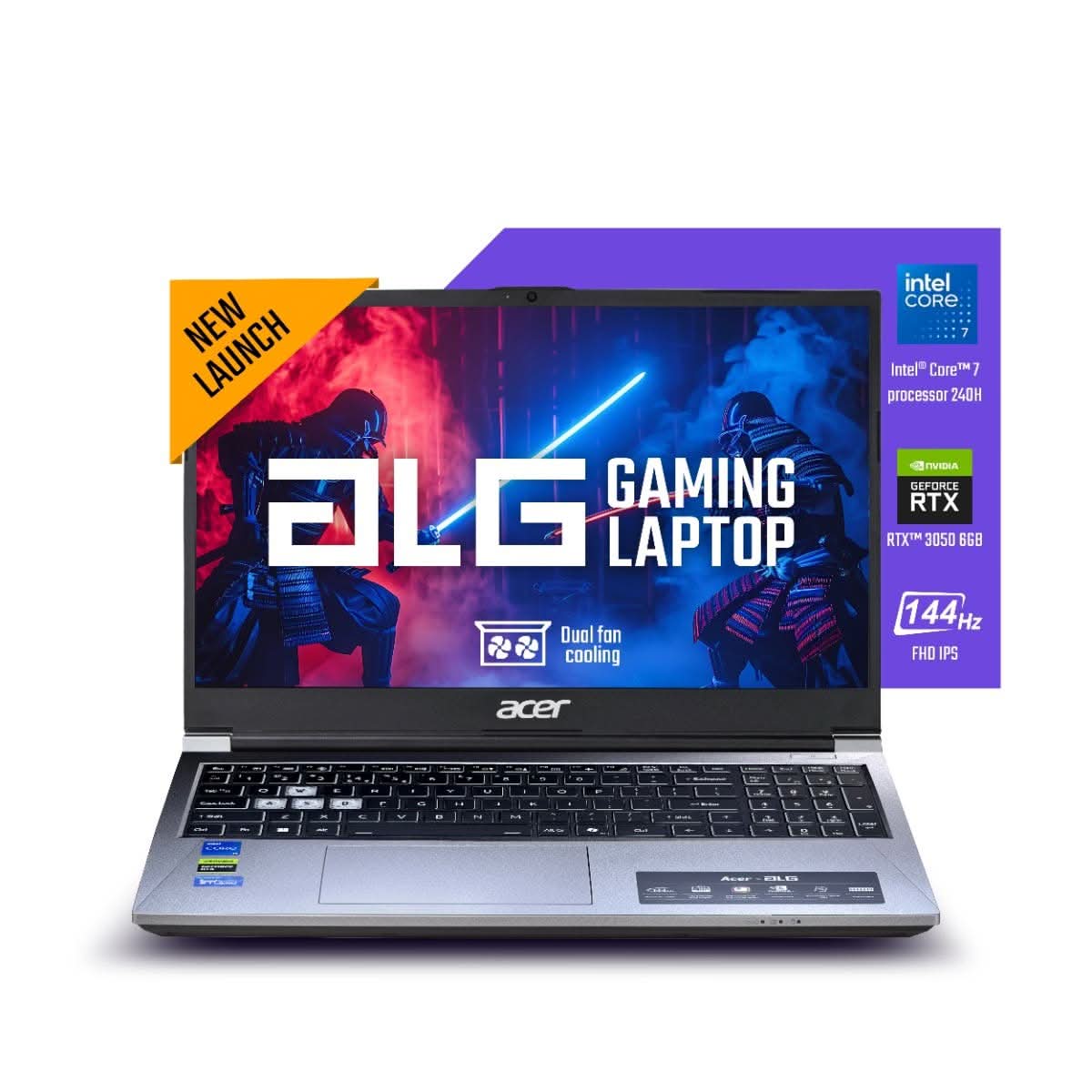 Acer ALG UN.34LSI.014, Intel Core 7-240H, RTX 3050-6GB GDDR6, 16 GB RAM, 512 GB SSD, FHD 15.6 inches 144Hz, Windows 11 Home plus MS Office, Titanium Gray, 1.99kg, AL15G-53