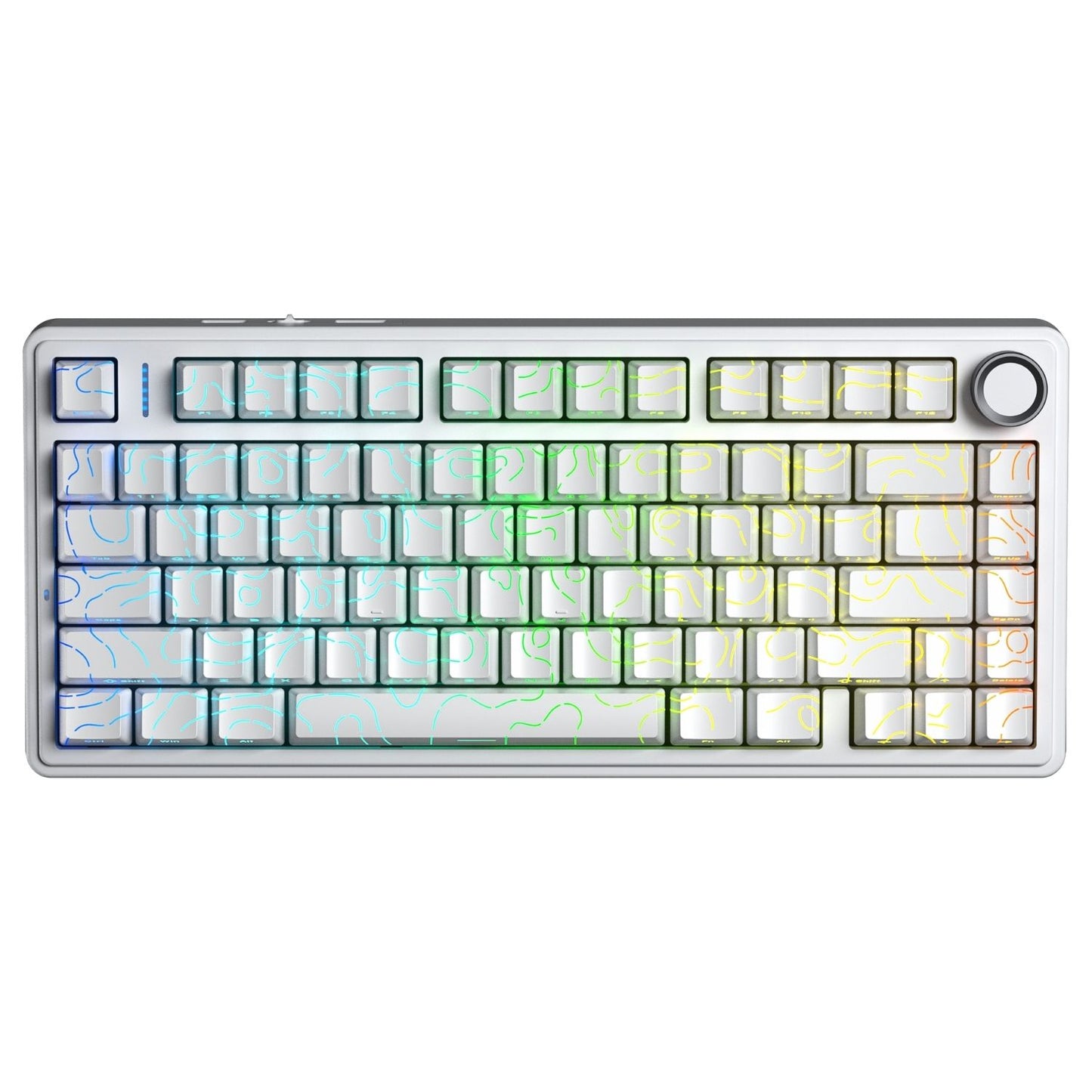 AULA F75 75% Side Engraved Tri Mode TKL 80 Keys Wireless Mechanical Gaming Keyboard With Knob | 4000mAh Battery, South-Facing RGB Backlit Pre-Lubed Hot Swappable | White Contour - Star Vector Switches
