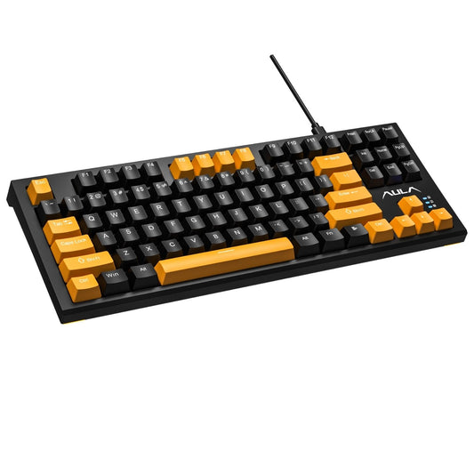AULA F3032 Wired RGB Backlight Mechanical Gaming Keyboard | 87 Keys Compact, Unique 11 Side Light, 60 Million Keystroke, Detachable Wired Computer Keyboards for Windows PC | Orange + Black, Red Switch