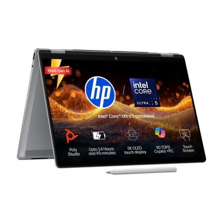 HP OmniBook X Flip 14-FM0058TU, Intel Ultra 5-226V, 16 GB RAM, 512 GB SSD, Intel Arc Graphics, Windows11, Microsoft Office 2024, 14 inch OLED Touch,  2 in 1 Laptop, Silver