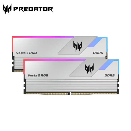 PREDATOR VESTAII DDR5 RGB U-DIMM 6000MHZ 64GB (32GB*2) SILVER