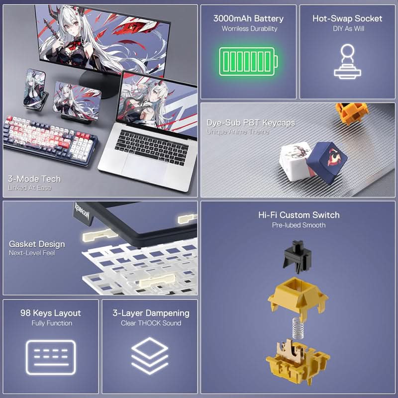 Redragon Eisa Pro K686 Pro Anime Theme Mechanical Keyboard