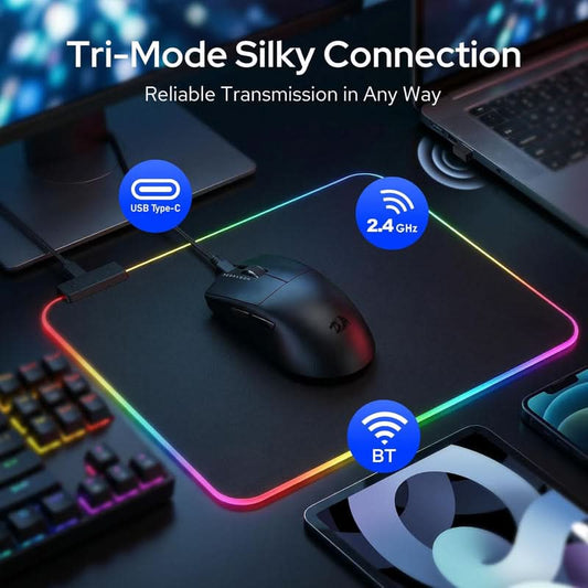 Redragon King Ultra M999 Tri-Mode Wireless Gaming Mouse with Magnetic RGB Charging Dock, 45000 DPI, Black