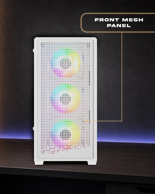TAG Gamerz Nebula Gaming Mid Tower Cabinet White