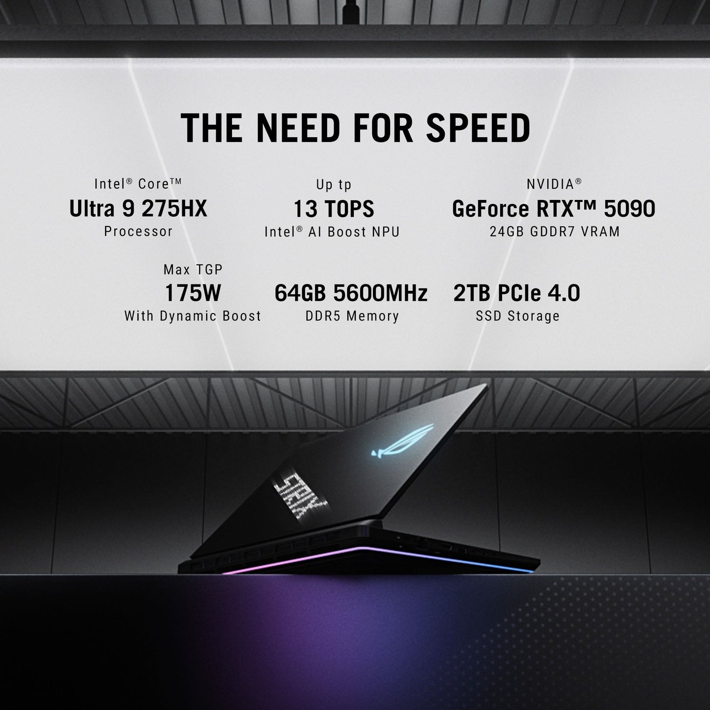 ASUS ROG Strix SCAR 18, Gaming Laptop, Intel Core Ultra 9 275HX, RTX 5090 GPU (64GB/2TB/45.72 cms (18) 2.5K/Windows 11 Home/Office Home 2024 + M365 Basic (1 Year Validity)*) G835LX-SA187WS