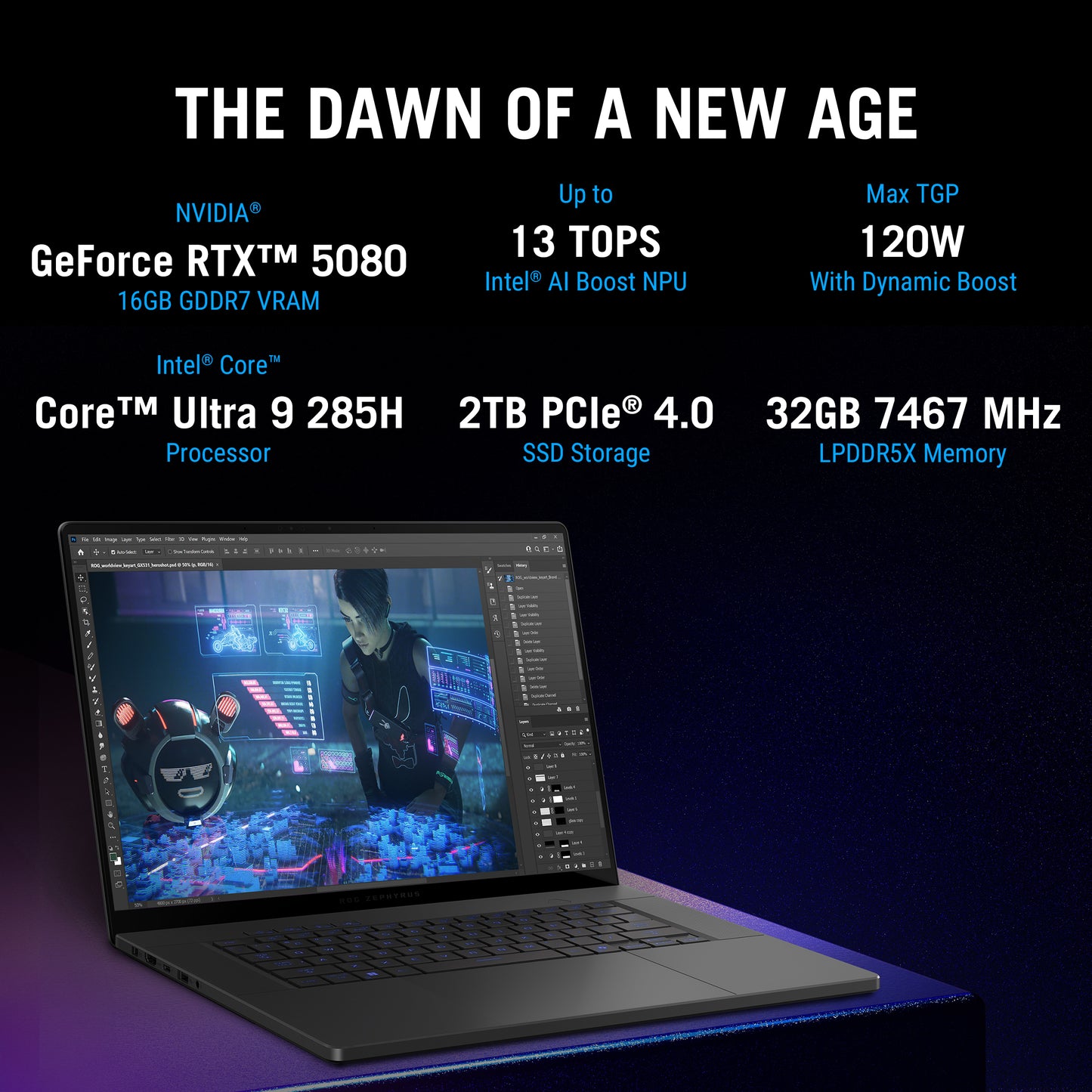 ASUS ROG ZEPHYRUS G16, GAMING LAPTOP, INTEL CORE ULTRA 9 285H, RTX 5080 GPU (32GB/2TB/40.64 CMS (16) 2.5K/WINDOWS 11 HOME/OFFICE HOME 2024 + M365 BASIC (1 YEAR VALIDITY) GU605CW-QR133WS