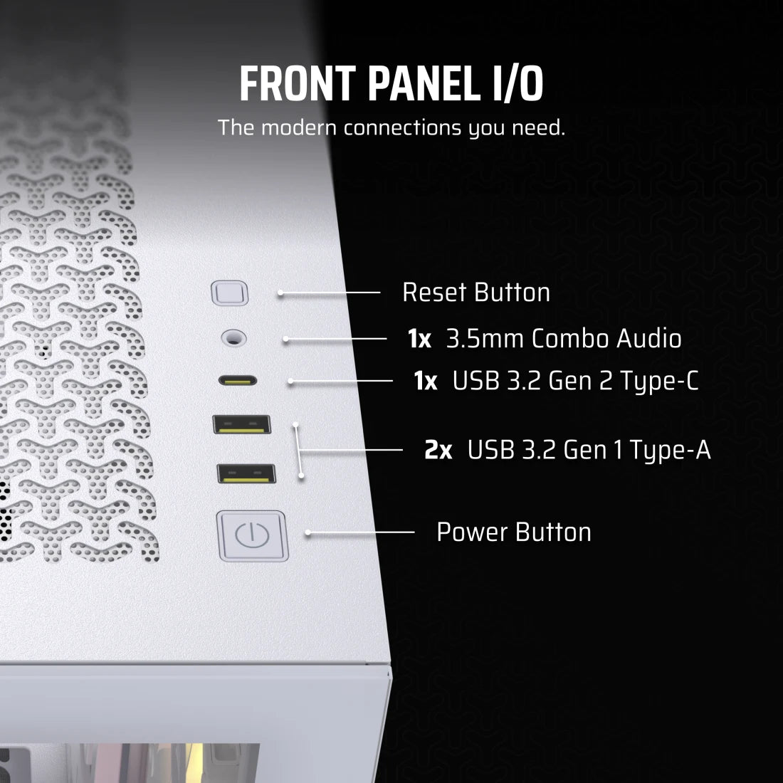 CORSAIR ICUE LINK 3500X RGB TEMPERED GLASS MID-TOWER, WHITE