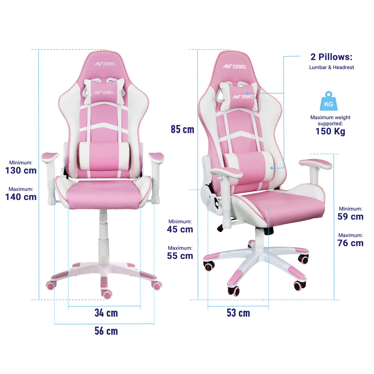 ANT ESPORTS CHAIR 9077 - WHITE & PINK