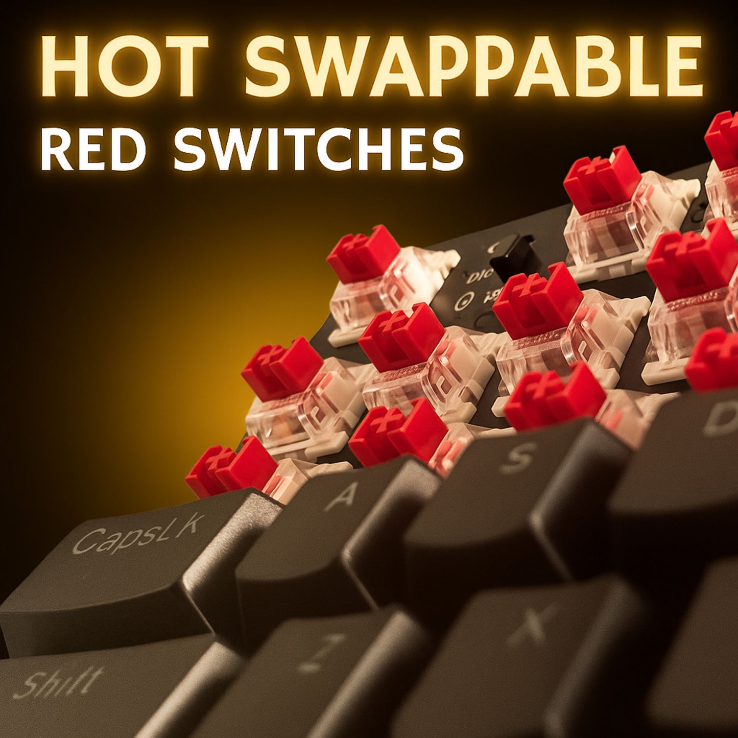Aula M75 Tri-Mode (2.4G/Bluetooth/Wired) Hot Swappable RGB Backlit Wireless Mechanical Gaming Keyboard | All Key Anti-Ghosting | Dual Mode Knob with Multimedia Buttons | Black - Red Switches