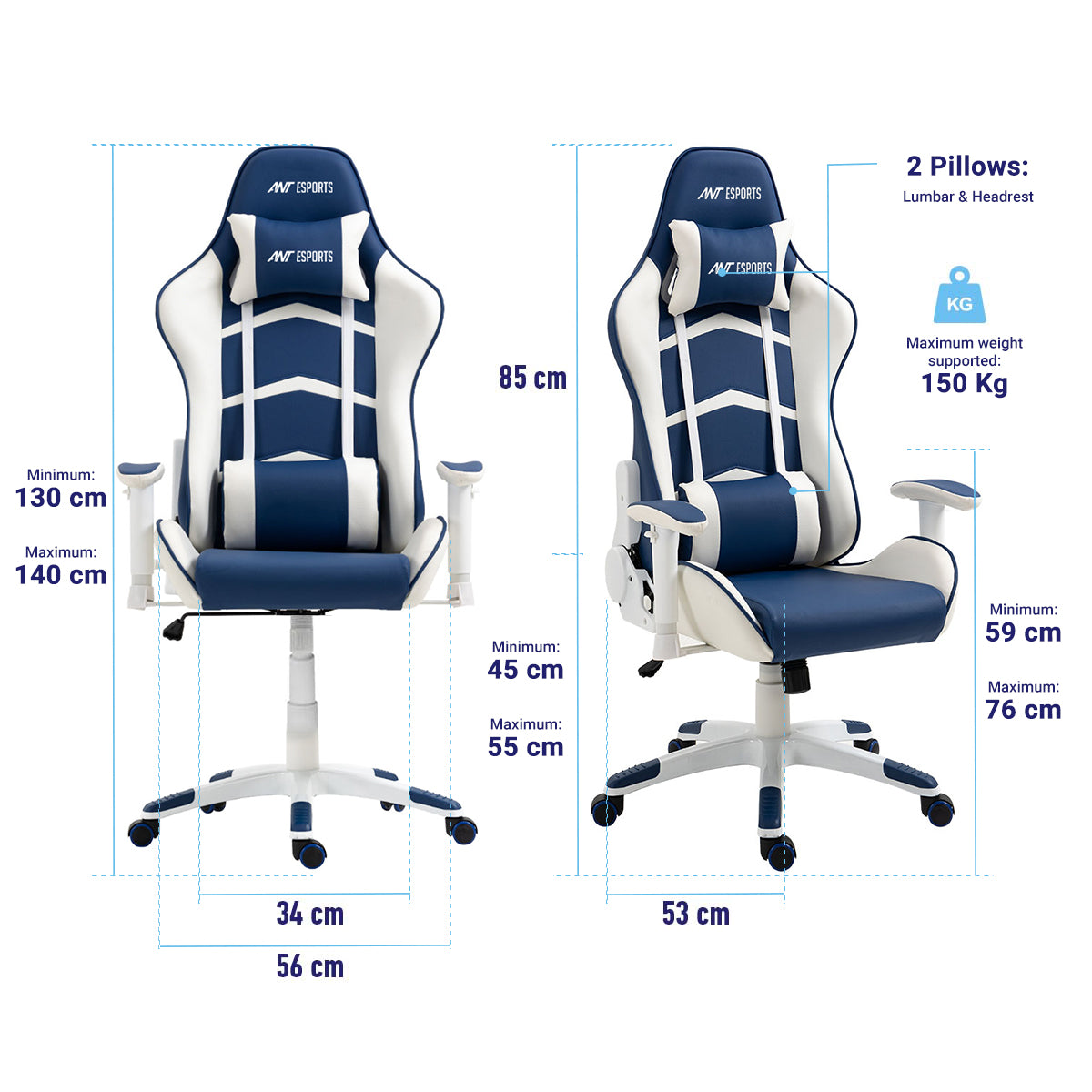 ANT ESPORTS Chair 9077 - White & Blue