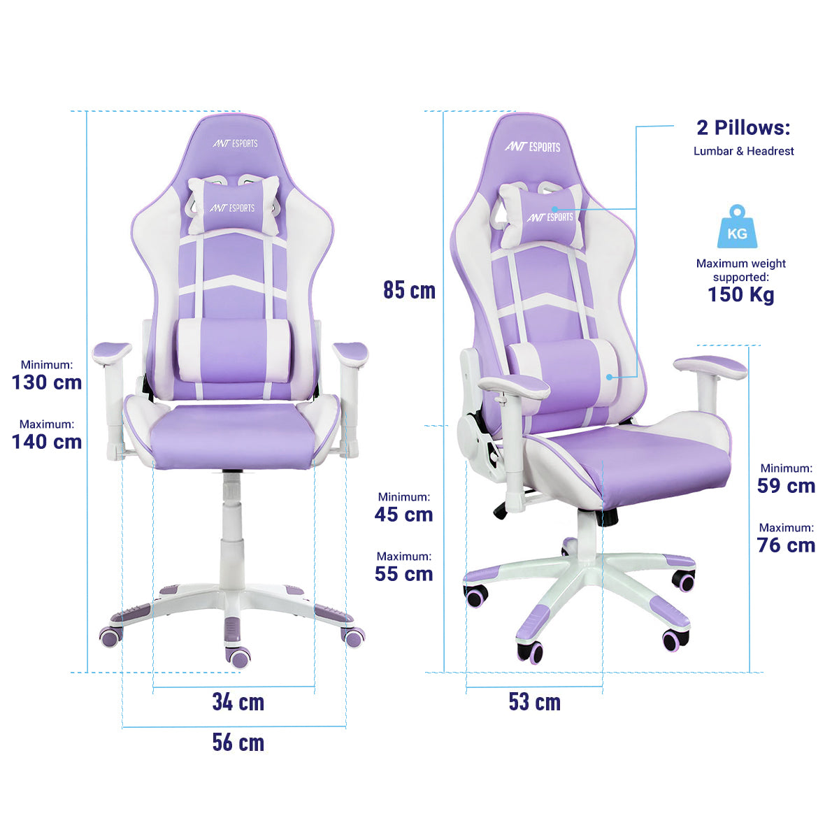 ANT ESPORTS Chair 9077 - White & Purple