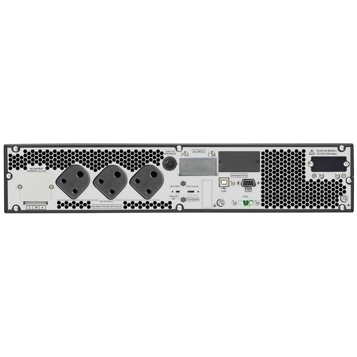APC Easy UPS On-Line SRV3KUXI-IN - 3000VA/ 2400W | 230V | 3 India 3-pin 6A + 1x Hard wire 3-wire(1P+N+E) Outlets | Rackmount 2U | Intelligent Card Slot | Visual LCD and Audible Alarms | No battery, W/O rail kit | 2 years Warranty