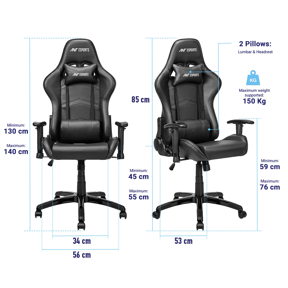 ANT ESPORTS CHAIR 9077 - FULL BLACK