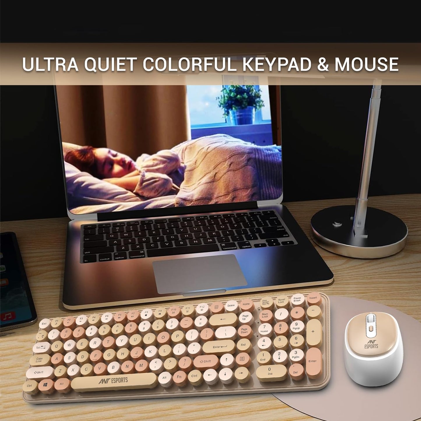 ANT ESPORTS WIRELESS RETRO KEYBOARD AND MOUSE COMBO (BROWN) WKM44 (R-41211141)(ETA-SD-20221009069)(ETA-SD-20221009067)