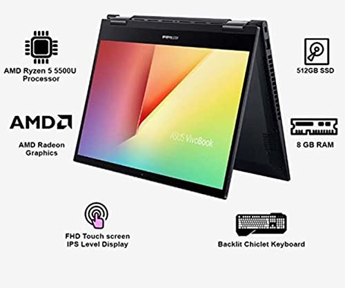ASUS VIVOBOOK FLIP 14 (2021), AMD RYZEN 5 5500U, 14 INCHES FHD TOUCH 2-IN-1 LAPTOP (8GB RAM/512GB SSD/INTEGRATED GRAPHICS/OFFICE 2019/WINDOWS 10/BESPOKE BLACK/1.5KG), TM420UA-EC501TS