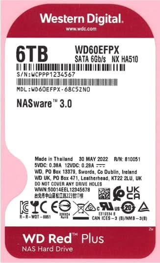 WD 6TB RED PLUS INTERNAL SATA HARD DRIVE WD60EFPX