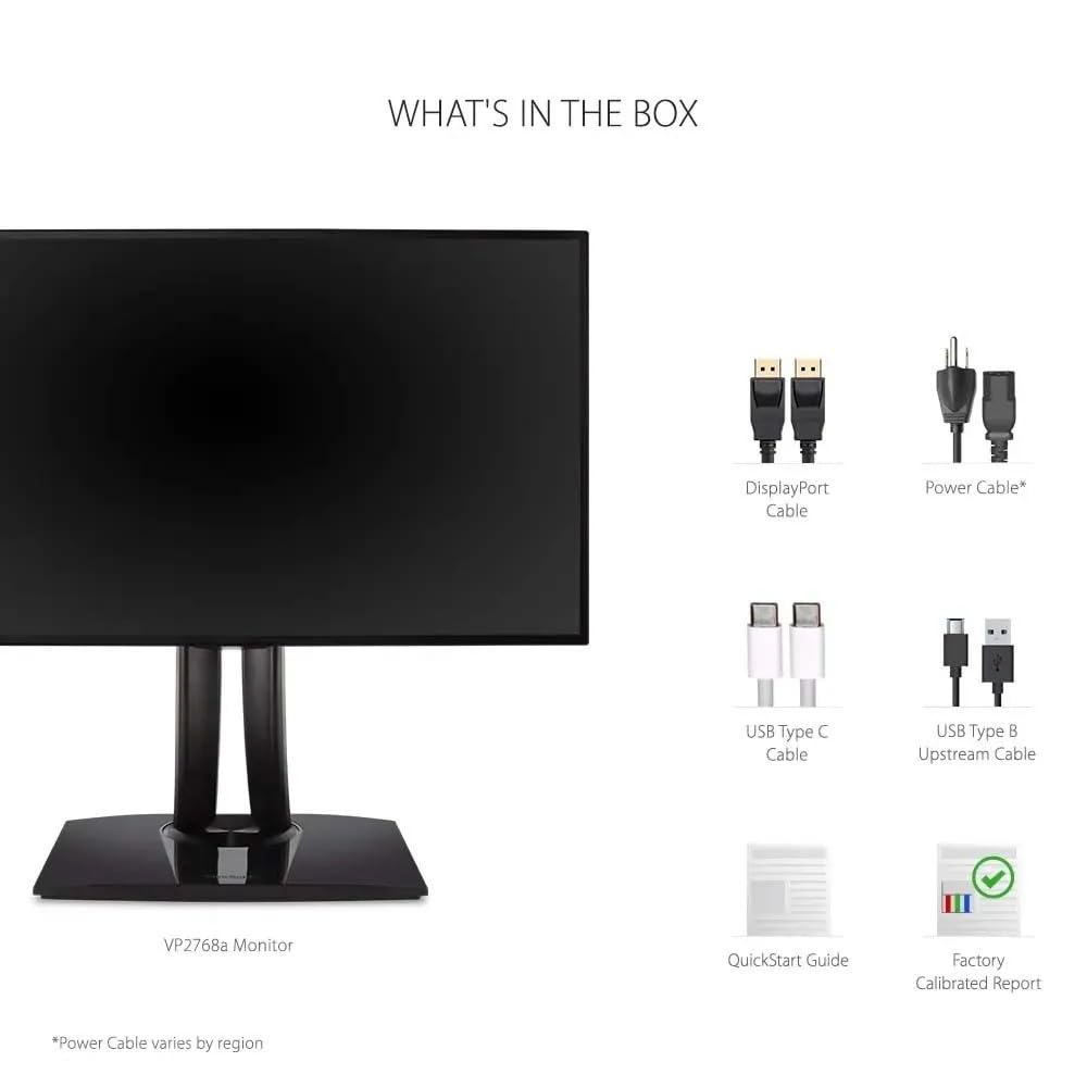 ViewSonic 68.58 Cm (27") Colorpro Professional 2K QHD IPS Monitor for Photography, Graphic Design, Delta-E,100% sRGB, Advance Ergonomics, Type-C 65W Charge Back, HDMI, DP, 113% sRGB -VP2768A