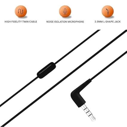 JBL T50Hi in Ear Wired Headphone with Noise Isolation Mic Black