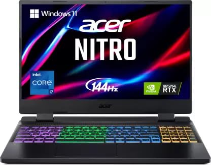 ACER NITRO 5 INTEL CORE I7 12TH GEN 12650H - (16 GB/512 GB SSD/WINDOWS 11 HOME/6 GB GRAPHICS/NVIDIA GEFORCE RTX 4050/144 HZ) AN515-58-74GG GAMING LAPTOP (15.6 INCH, OBSIDIAN BLACK)