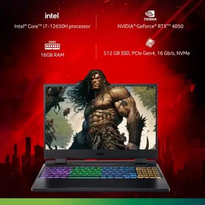 ACER NITRO 5 INTEL CORE I7 12TH GEN 12650H - (16 GB/512 GB SSD/WINDOWS 11 HOME/6 GB GRAPHICS/NVIDIA GEFORCE RTX 4050/144 HZ) AN515-58-74GG GAMING LAPTOP (15.6 INCH, OBSIDIAN BLACK)