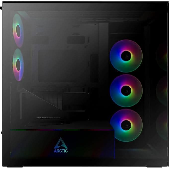ARCTIC Xtender VG (Mirror Black) with Vertical GPU Mount Case
