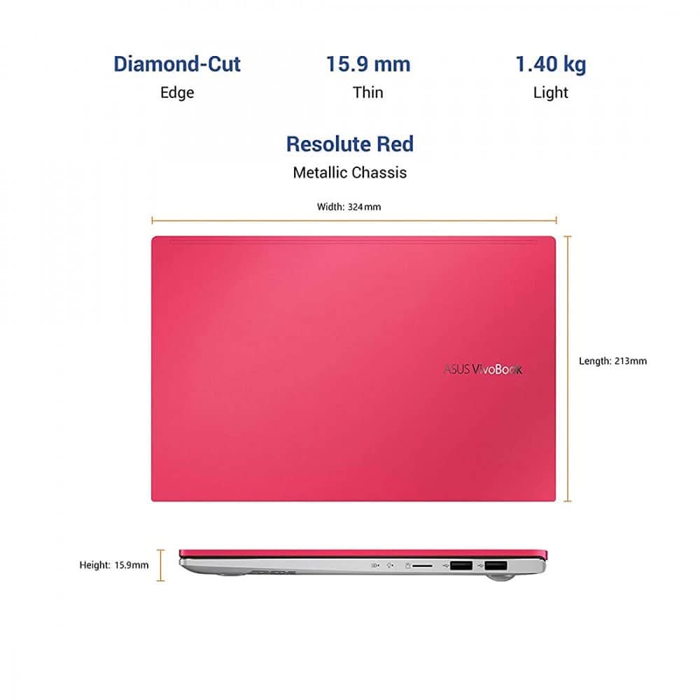 ASUS VivoBook S14 AMD Ryzen 5 5500U, 14-inch FHD IPS Thin and Light Laptop (8GB RAM/1TB NVMe SSD/Windows 10/MS Office H&S 2019/Integrated Graphics/Resolute Red/1.40 kg), M433UA-EB583TS
