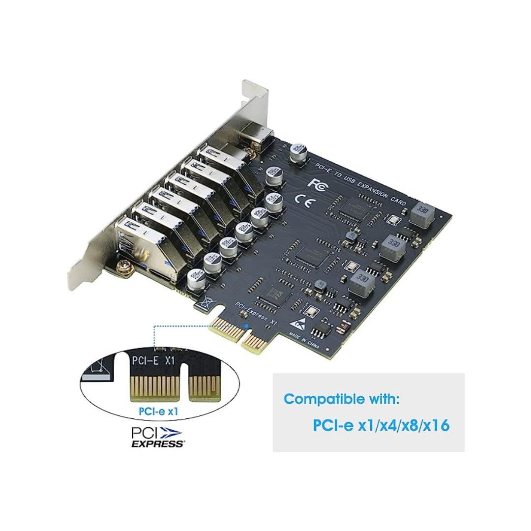 S-Tech PCIe 6-Port USB 3.0 + 2-Port USB Type-C Expansion Card
