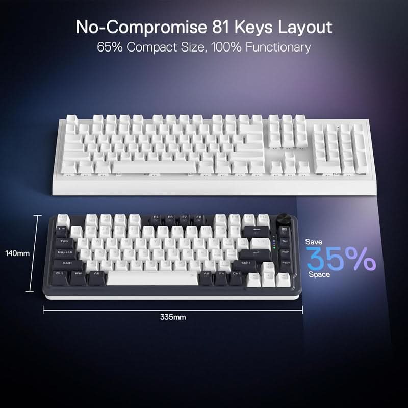 Redragon Ucal Pro K673 Pro 75% Mechanical Keyboard White and Black (Linear Red Switch)