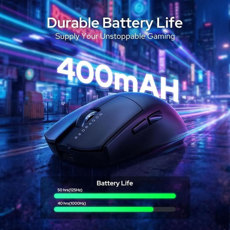 Redragon King Ultra M999 Tri-Mode Wireless Gaming Mouse with Magnetic RGB Charging Dock, 45000 DPI, Black