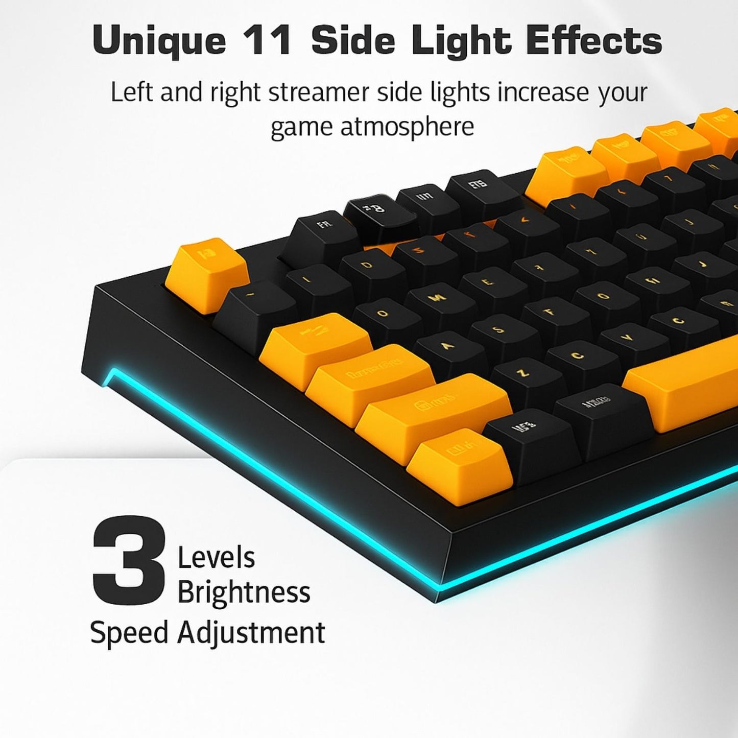 AULA F3032 Wired RGB Backlight Mechanical Gaming Keyboard | 87 Keys Compact, Unique 11 Side Light, 60 Million Keystroke, Detachable Wired Computer Keyboards for Windows PC | Orange + Black, Red Switch
