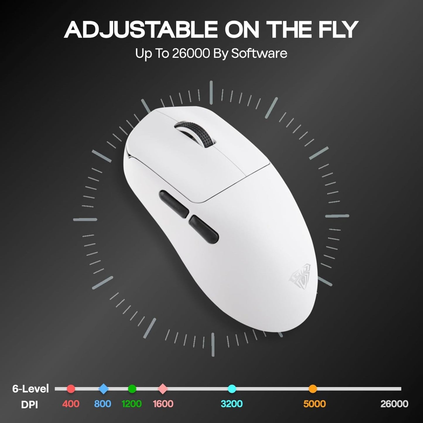 AULA SC800 Tri-Mode(2.4GHz/BT/Wired) Ultra-Lightweight Gaming Mouse | 37grams, Adjustable 26000 DPI, PAW3395 Sensor, 8000 Polling Rate, Ultra-Precise & Durable for Gaming & Office Use | White (SC800W)