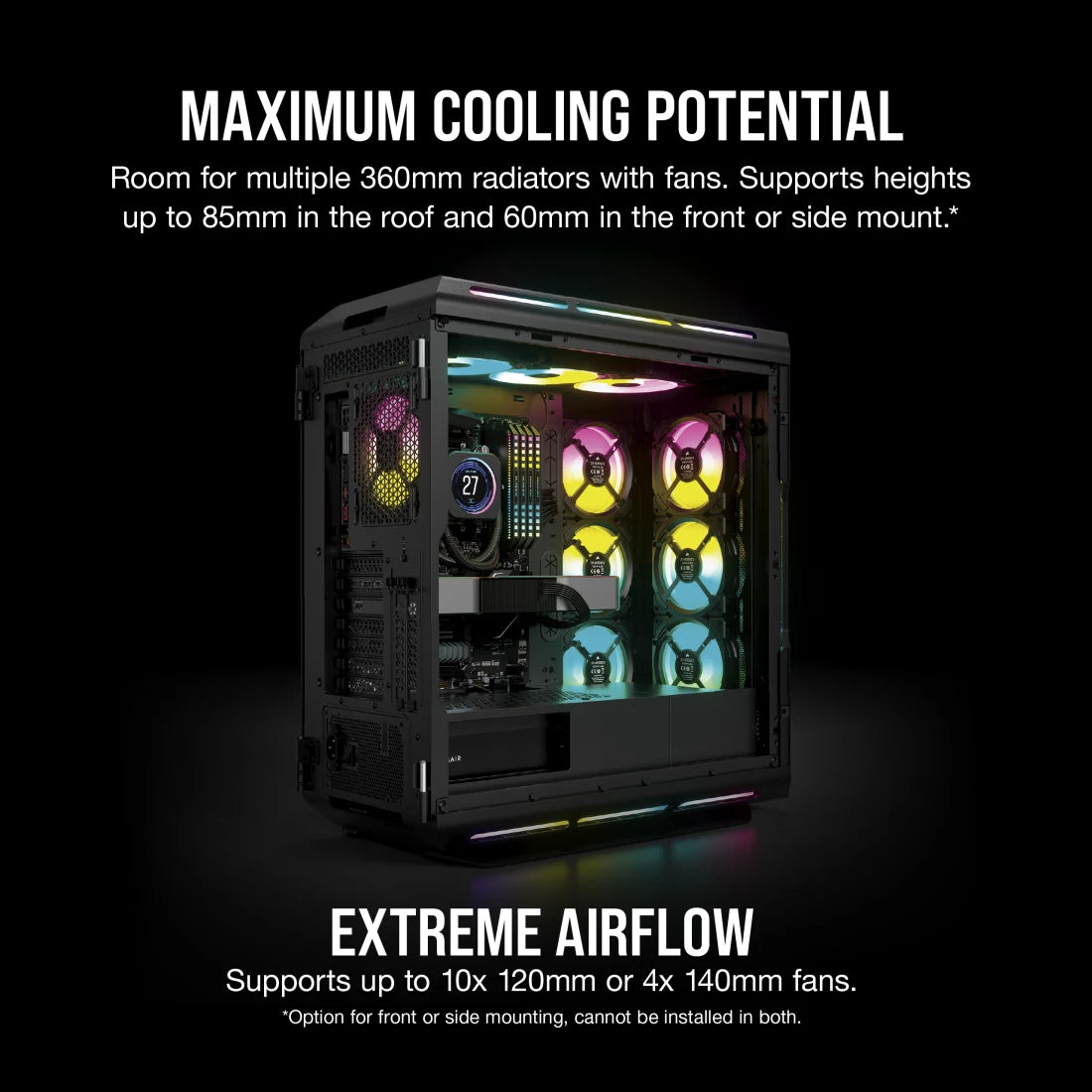 CORSAIR iCUE 5000T RGB Tempered Glass Mid-Tower ATX PC Case , Black