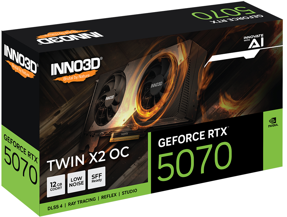 INNO3D GEFORCE RTX 5070 TWIN X2 OC 12GB GDDR7 GRAPHICS CARD-BLACK