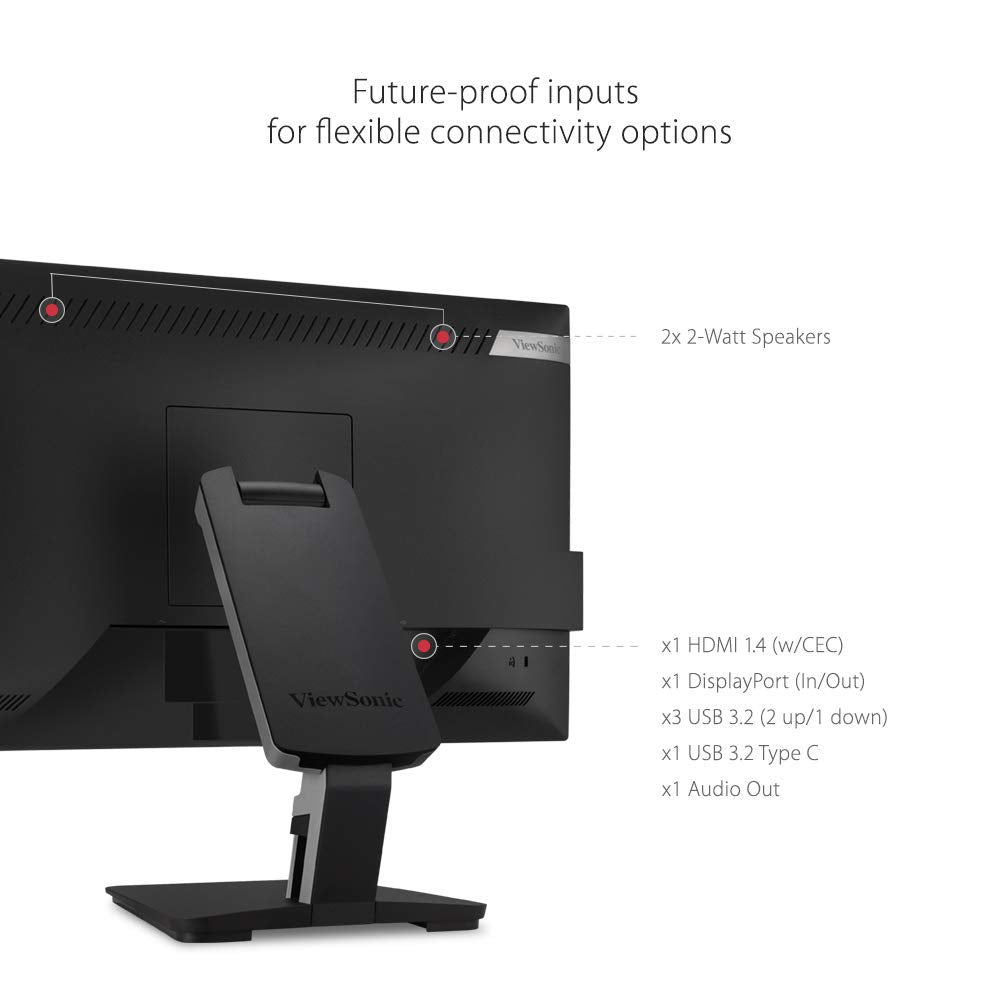 ViewSonic 24 Inch FHD IPS Touch Monitor one Cable Solution USB Type-C, 10-Point in-Cell Projected Capacitive Touch, Advanced Ergonomics, Magnetic Stylus Pen, Adv DP, USB 3.1 Type- A,B,C,HDMI -TD2455