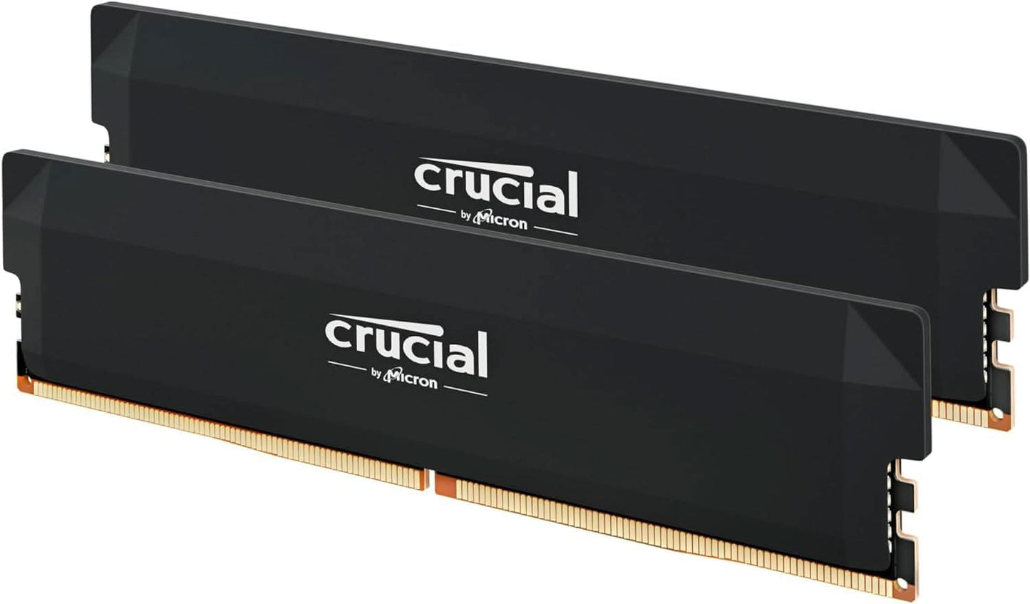 CRUCIAL PRO OC 32GB KIT (2X16GB) DDR5-6400 UDIMM CL38 BLACK RAM CP2K16G64C38U5B