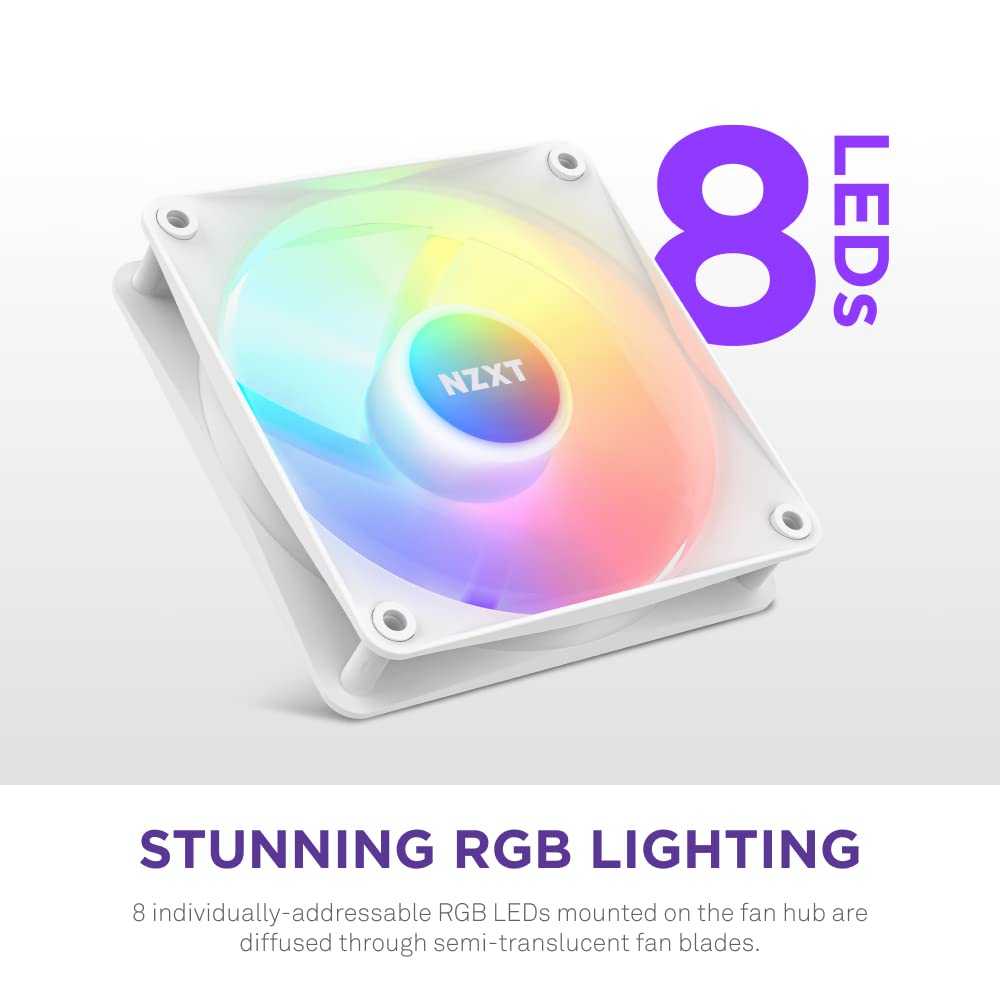 NZXT F120RGB CORE - 120MM RGB FAN - TRIPLE PACK (WHITE) W/RGB CONTROLLER RF-C12TF-W1