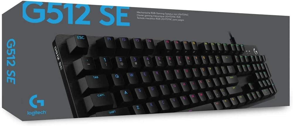 LOGITECH G 512 RGB BACKLIT MECHANICAL WIRED GAMING KEYBOARD WITH GX BLUE CLICKY KEY SWITCHES (CARBON)