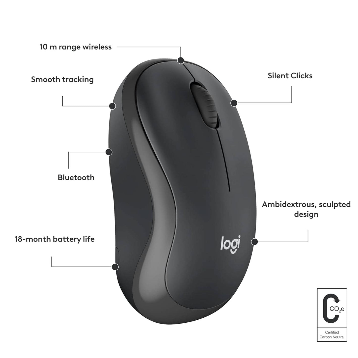 Logitech M241 Silent Bluetooth Mouse- Graphite