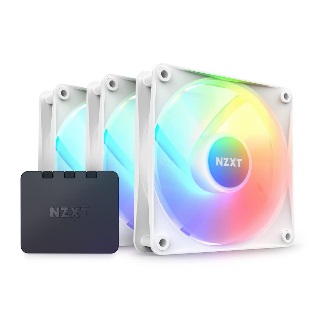 NZXT F120RGB CORE - 120MM RGB FAN - TRIPLE PACK (WHITE) W/RGB CONTROLLER RF-C12TF-W1