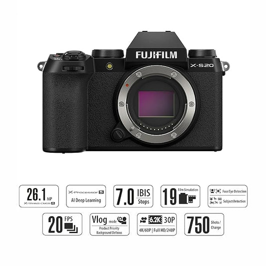 FUJIFILM X-S20 MIRRORLESS CAMERA BODY WITH XF18-55MM LENS BLACK