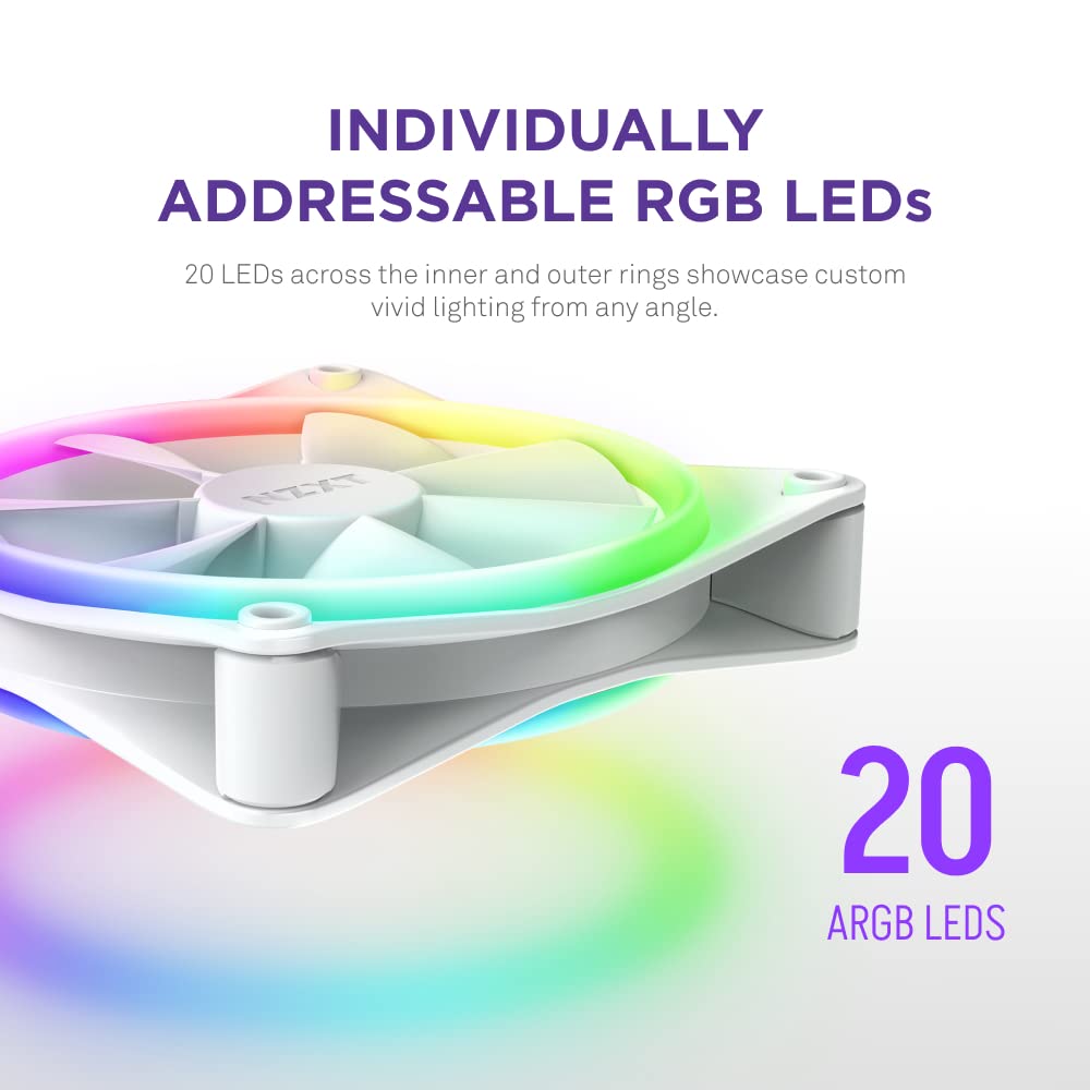 NZXT F120RGB DUO - 120MM DUAL-SIDED RGB FAN - TRIPLE PACK (WHITE) W/RG