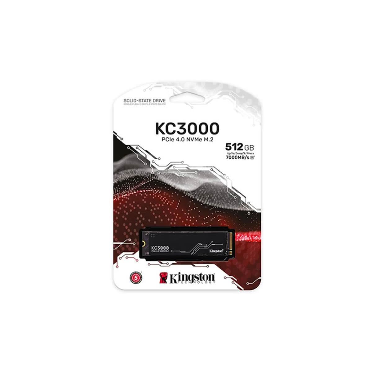 KINGSTON KC3000 PCIE 4.0 NVME M.2 SSD - HIGH-PERFORMANCE STORAGE FOR DESKTOP AND LAPTOP PCS -SKC3000S/512G, 7,000MB/S READ, 3,900MB/S WRITE, BLACK