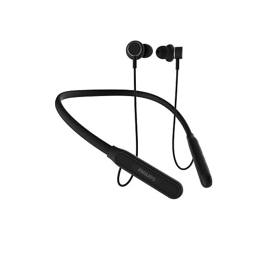 Philips TAN 1150BKHP Wireless Neckband with 60 hr Playtime, Fast Charging Deep Black