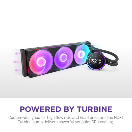 NZXT KRAKEN ELITE 360 RGB V2 - 360MM AIO LIQUID COOLER RGB CORE FAN - SINGLE FRAME (BLACK)- RL-KR36E-B2