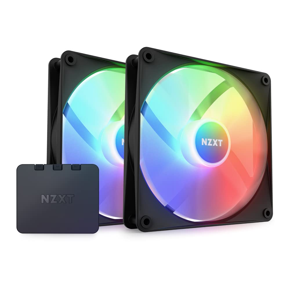 NZXT F140RGB CORE - 140MM HUB- MOUNTED RGB FAN - TWIN PACK (BLACK) W/RGB CONTROLLER RF-C14DF-B1